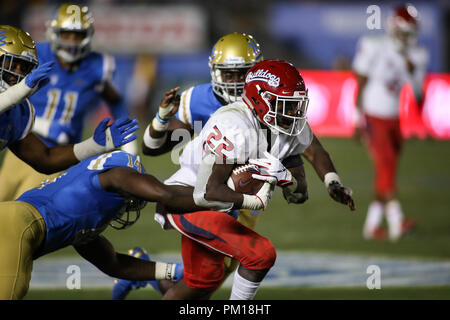 Pasadena CA. 15 Sep, 2018. Fresno State Bulldogs d'utiliser de nouveau la Jordanie Mims (22) en marche pendant le fresno State Bulldogs vs UCLA Bruins au Rose Bowl de Pasadena, CA. le 15 septembre 2018 (Photo par Jevone Moore) Credit : csm/Alamy Live News Banque D'Images