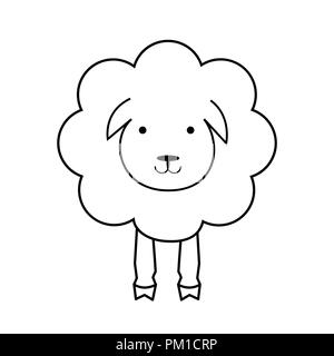 Moutons Cartoon animal. L'agneau, l'icône de la ligne de contour. Inscrivez-vous textile laine, noir et blanc. L'icône de tissu Illustration de Vecteur