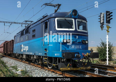 Locomotive électrique, train fret, Ceske suavidade, Train en République Tchèque Banque D'Images