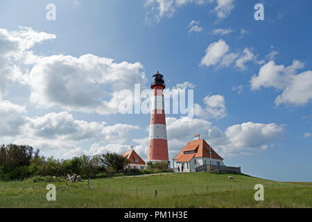 Leuchtturm Westerhever, Schleswig-Holstein, Allemagne Banque D'Images