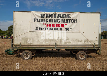 Trailer signe pour le North Somerset Vintage 2018 tracteur de labour, de mâcher de Stoke, Bristol Banque D'Images