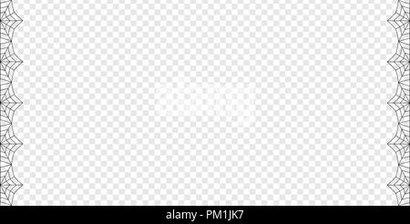 Cette élégante chambre double vecteur rectangle gauche et droite d'araignee noire frontière avec copie espace pour texte sur fond transparent. Modèle pour l'invitation, fly Illustration de Vecteur
