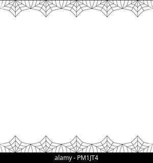 Cadre de l'Halloween. Cette élégante chambre double vecteur noir carré haut et bas-frontière avec copie espace pour texte isolé sur fond blanc. Modèle pour i Illustration de Vecteur