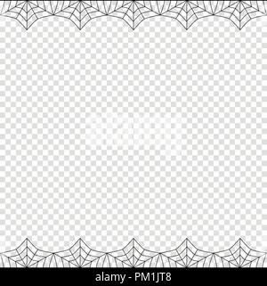 Cadre de l'Halloween. Cette élégante chambre double vecteur noir carré haut et bas-frontière avec copie espace pour texte isolé sur fond transparent. Template Illustration de Vecteur
