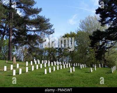 Cimetière des sépultures de guerre du Commonwealth au Royal Victoria Country Park, l'abbaye de Netley, Southampton, Hampshire, England, UK Banque D'Images