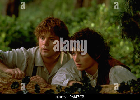 Photos de nouvelle ligne présente 'Le Seigneur des Anneaux : La communauté de l'anneau' Sean Astin, Elijah Wood © 2002 Nouvelle ligne Banque D'Images