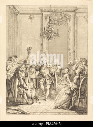 Le concert. Technique : gravure. Musée : National Gallery of Art, Washington DC. Auteur : Jean Claude Richard de Saint-Non après François Hubert Gravelot. Banque D'Images