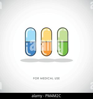 Ensemble de pilules et comprimés capsules colorées medical icon vector illustration Illustration de Vecteur