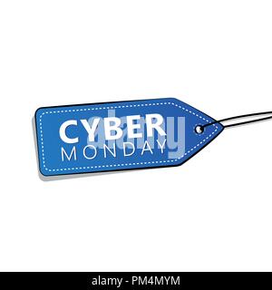 La promotion de la vente du Cyber Monday, étiquette bleue sur fond blanc vector illustration EPS10 Illustration de Vecteur