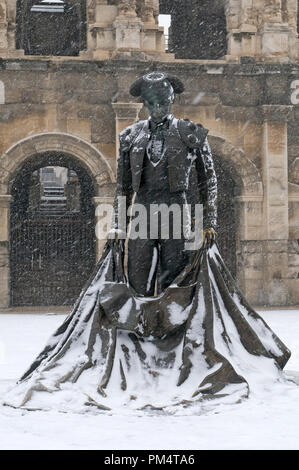 France - Gard (30) - Nîmes - Nimenio et arenas - neige Banque D'Images