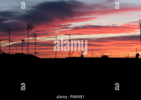 coucher de soleil rouge Banque D'Images