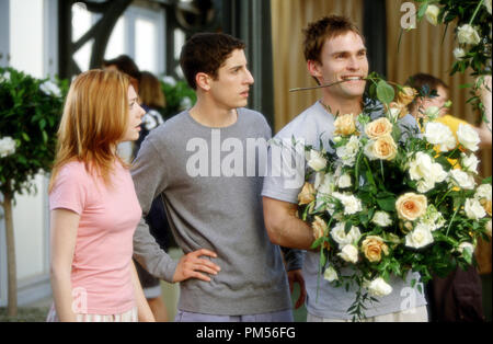 'American Wedding' Alyson Hannigan, Jason Biggs, Seann William Scott Banque D'Images