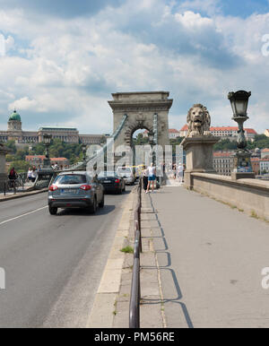 Budapest, Hongrie - 3 août, 2018 : vue sur le Pont des Chaînes Banque D'Images