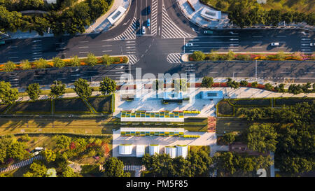 Photo aérienne du réseau du trafic urbain Banque D'Images