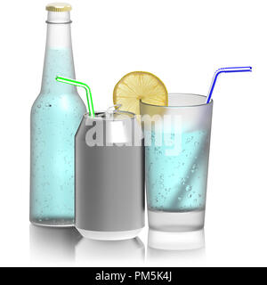 3D illustration. Soda, bouteille en verre de conserve. Parfum d'isolé sur fond blanc. Banque D'Images