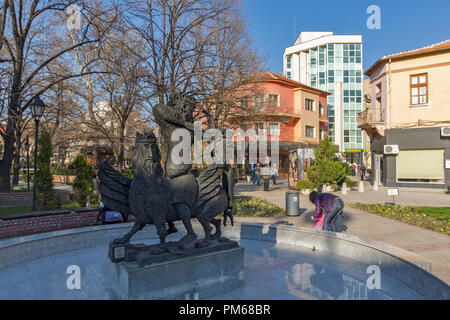 Sofia, Bulgarie - 15 mars 2014 : fontaine au centre de la ville de Haskovo, Bulgarie Banque D'Images
