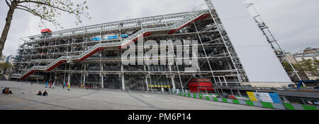 PARIS, FRANCE, LE 6 SEPTEMBRE 2018 - Façade de l'initiative de Georges Pompidou à Paris, France. Le Centre de Georges Pompidou est l'un des plus célèbres Banque D'Images