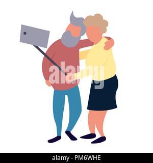 Vieux couple faire. selfies Les loisirs et les activités senior concept. Illustration de Vecteur