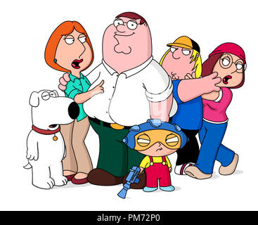 Photo du film / Publicité encore de 'Family Guy' Les Griffins (de gauche à droite : Brian, Lois, Peter, Stewie, Chris, Meg) vers 2001 Référence #  308471122THA pour un usage éditorial uniquement - Tous droits réservés Banque D'Images