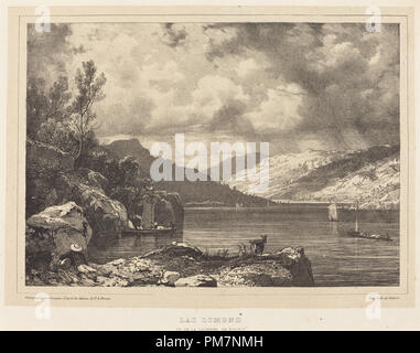 Lac Lomond. En date du : 1826. Technique : lithographie. Musée : National Gallery of Art, Washington DC. Auteur : Pesne après François Alexandre Pernot. Banque D'Images