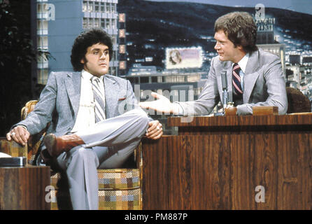 Publicité studio toujours de 'Late Night with David Letterman' Jay Leno, David Letterman circa 1985 Tous droits réservés de la référence du fichier #  31703256THA pour un usage éditorial uniquement Banque D'Images