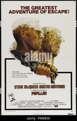 Publicité Studio : 'Papillon' 1973 Allied Artists Poster Steve McQueen, Dustin Hoffman référence #  31790 Fichier 939THA Banque D'Images