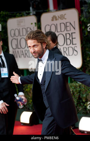 L'acteur Gerard Butler assiste à la 69e assemblée annuelle Golden Globes Awards au Beverly Hilton de Los Angeles, CA le dimanche, Janvier 15, 2012. Banque D'Images