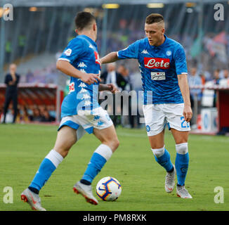 Piotr Zielinski (R) de la SSC Napoli vu en action pendant le jeu. SSC Napoli contre la Fiorentina lors de la série d'un match de football au stade San Paolo. Score final 1-0 Napoli Fiorentina. Banque D'Images