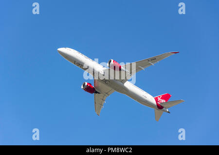 Virgin Atlantic Boeing 787-9 Dreamliner avions qui décollent de l'aéroport de Heathrow, Londres, Angleterre, Royaume-Uni Banque D'Images