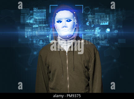 La vérification biométrique. L'identification de visage avec plusieurs points Banque D'Images