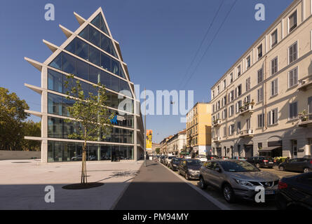 Les architectes Herzog & de Meuron, l'emblématique Feltrinelli Porta Volta centre de recherche et de bureau & retail building à Milan, 2016 Banque D'Images