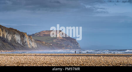 Golden Cap, Charmouth plage, Dorset, UK Banque D'Images