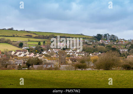 Burton Bradstock vue sur village, Dorset, UK Banque D'Images