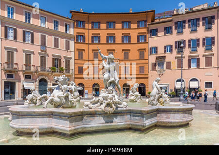 Fontana del Nettuno, Piazza Navona, Rome, Italie Banque D'Images