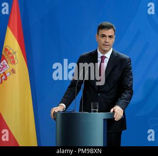 Berlin, Berlin, Allemagne. 26 Juin, 2018. Le Président de l'Espagne Pedro Sanchez vu la tenue d'une conférence de presse à Berlin. Credit : Lorena De La Cuesta SOPA/Images/ZUMA/Alamy Fil Live News Banque D'Images