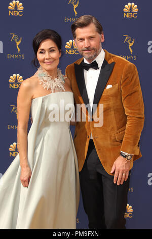 Los Angeles, CA, USA. 17 Sep, 2018. Nukaaka Nikolaj Coster-Waldau Coster-Waldau et à la 70e Primetime Emmy Awards lors du Microsoft Theatre de Los Angeles, Californie le 17 septembre 2018. Credit : Faye Sadou/media/Alamy Punch Live News Banque D'Images