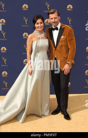 Los Angeles, CA, USA. 17 Sep, 2018. Nukaaka Nikolaj Coster-Waldau Coster-Waldau et à la 70e Primetime Emmy Awards lors du Microsoft Theatre de Los Angeles, Californie le 17 septembre 2018. Credit : Faye Sadou/media/Alamy Punch Live News Banque D'Images