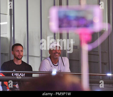 Stephen Curry, Golden State Warriors, le 11 septembre 2018, Tokyo, Japon : Golden State Warriors Point guard Stephen Curry assiste à l'événement de l'Armour à Roppongi Hills à Tokyo, Japon le 11 septembre 2018. Credit : AFLO/Alamy Live News Banque D'Images