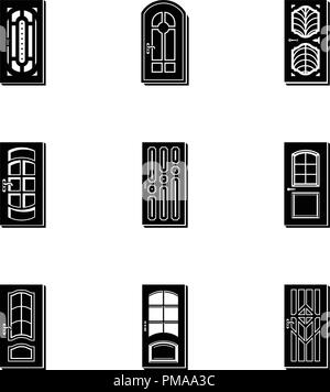 Porte icons set, le style simple Illustration de Vecteur