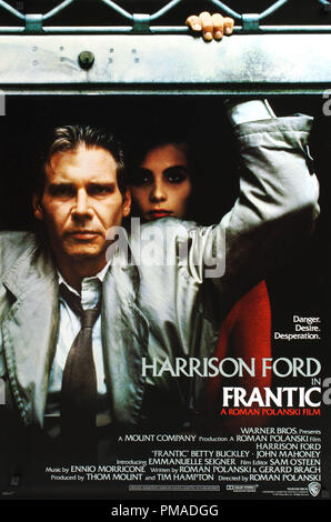 'Frantic' - affiche de 1988 nous Warner Bros Harrison Ford, Emmanuelle Seigner référence #  32509 161 THA Banque D'Images