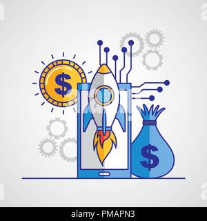 Fintech cryptocurrency bitcoin Illustration de Vecteur