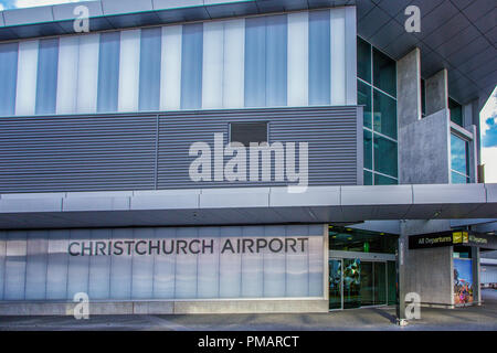 Entrée de l'aéroport international de Christchurch, Nouvelle-Zélande, île du Sud Banque D'Images