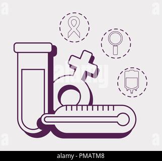 Tube à essai et les icônes médicale autour de sur fond blanc, vector illustration Illustration de Vecteur