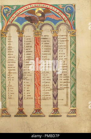 Canon Page de table. Date/Période : Ca. 1120 - 1140. Folio. Température de couleurs, d'or et d'argent sur papier parchemin. Hauteur : 229 mm (9.01 in) ; Largeur : 165 mm (6,49 in). Auteur : Inconnu. Banque D'Images