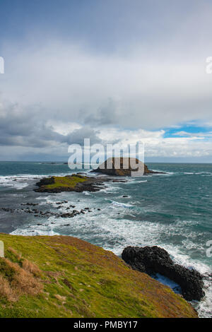 Avis de Nobbies Point, Victoria, en Australie, en-ciel orageux et la mer Banque D'Images