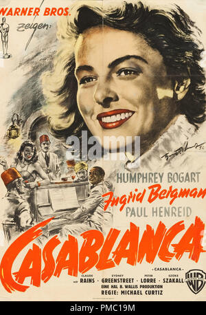 Ingrid Bergman, Casablanca, 1942 (réédition 1952). Référence de fichier affiche #  33595 280THA Banque D'Images