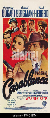 Humphrey Bogart, Ingrid Bergman, Casablanca (Warner Brothers, 1942). Référence de fichier Affiche australienne #  33595 562THA Banque D'Images