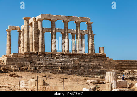 Temple de Poséidon, Sounion Bay, Attique, Grèce Banque D'Images