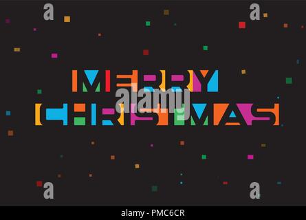 Joyeux Noël lettres colorées, modèle de page. Vecteur de couleur Texte promotionnel de l'Amérique latine. Affiche couleur arc-en-ciel. Papier couleur appliqué tag, l'espace négatif typographie design. Illustration de Vecteur