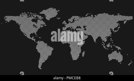 Schéma des points de trame world map background design Illustration de Vecteur